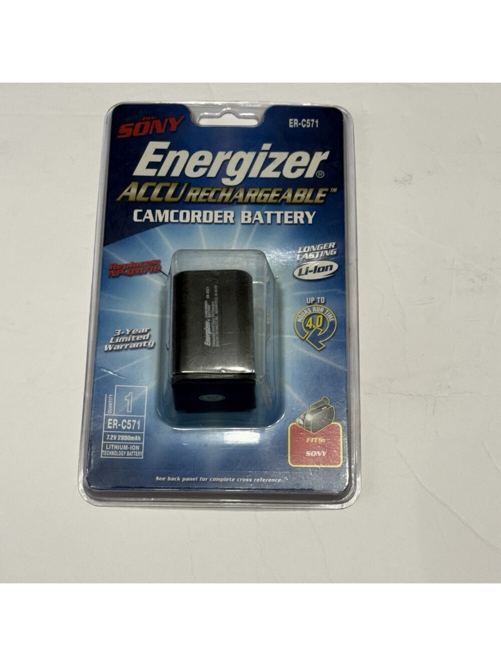 Energizer Lithium Ion Camcorder Battery Model (ER-C571) Brand New Sealed Package